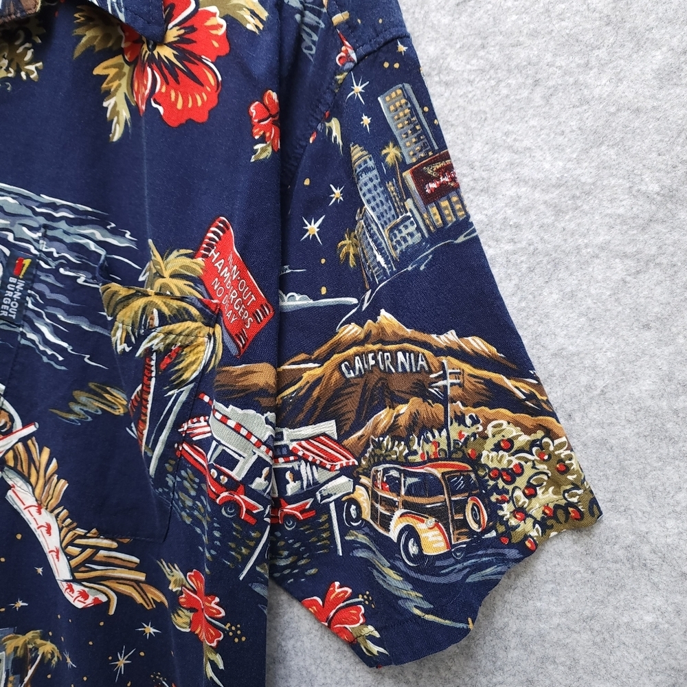 Vintage IN-N-OUT Burger Mens XL Hawaiian Button Up Short Sleeve Shirt Americana - Picture 3 of 8